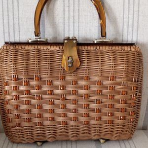 Vintage Wicker purse made in Hong Kong